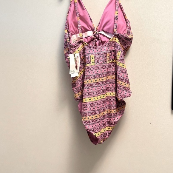 JESSICA SIMPSON Shine Bright Lace-up One Piece Swim Swimsuit swimwear M - Picture 8 of 9